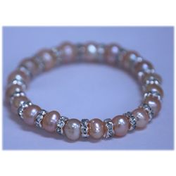 83.55 CTW PEACH PEARL AND CZ BRACELET