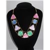 Image 1 : 300CTW MULTICOLOR MULTISHAPED BRASS NECKLACE;