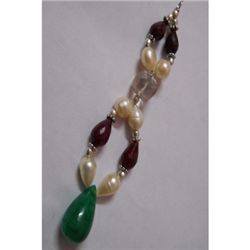 Natural 83.55ct Ruby,Pearl,Emerald,Semi Precious Pendan