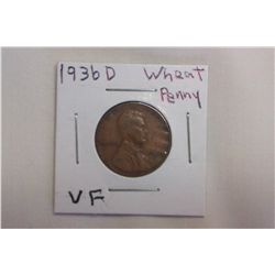 1936D VF Wheat Cent