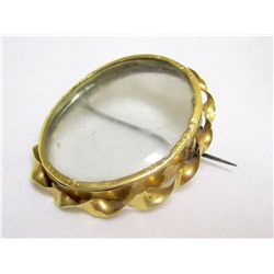 Antique Art Deco 14K Gold Locket/Brooch Glass Front & Back