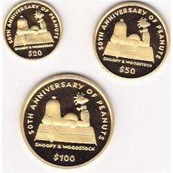 Niue 50th Anniversary of Peanuts gold 3 piece set