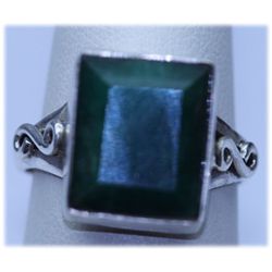 28.35 CTW EMERALD  RING .925 STERLING SILVER