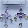 Image 1 : 18.90 CTW AMETHYST, CITRINE EARRINGS .925 STERLING SILV