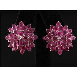 Flower Cluster 8.64g Sterling Silver Ruby Earring 8.96ctw