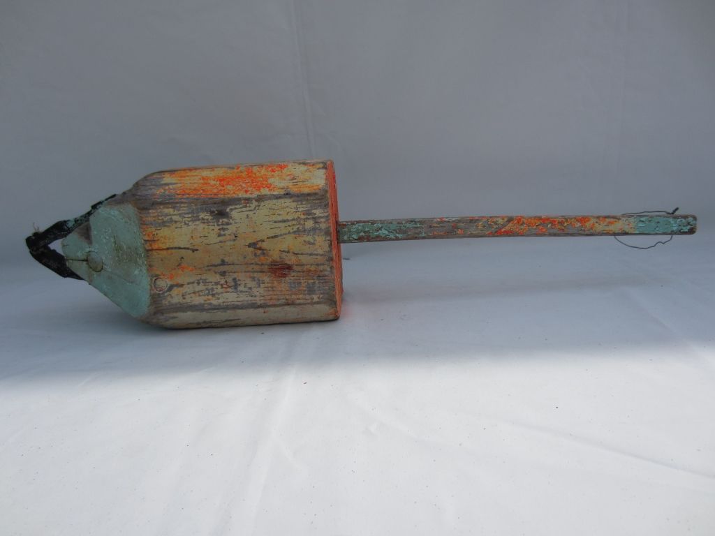 Antique Lobster Fishing Buoy Marker Blue Orange Awesome large solid