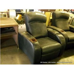1 LEATHER RECLINER BLACK WITH ARM STORAGE