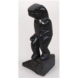 Haida Argillite Frog Figure Carved by Harold Yeiltatzie 5 3/4" H.  Good Condition