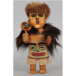Shaman Dancer with Squirrel Fur Hat, Black Bear Cape and Painted Mouse Hide Apron by William Jeffrey