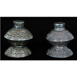 Navajo Stamped Silver Salt and Pepper Set ca. 1920  2" H.  Fine Condition