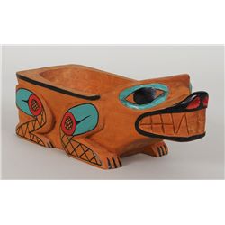 Tsimshian Bear Bowl Carved by Raymond Wesley - Port Essington, Skeena River, B.C. 9" L. 3 3/4" W.  G