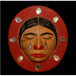 Roy Hanuse Miniature Weeping Woman Mask Brooch 2 1/2"x 2 7/8"  Good Condition