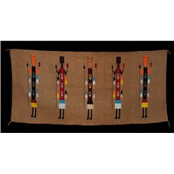 Navajo Yei Rug ca. 1940 28"x 60"  Good Condition with Repair
