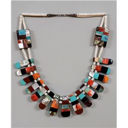 Zuni Turquoise, Catlinite and Shell Reversible Necklace
