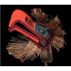 Articulated Eagle on Stand with Cedar Bark Carved by Alfred Robertson - Kingcome Inlet, B.C. 16" H. 