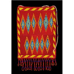 Blackfoot Beaded Flat Bag with Geometric Design 9"x 15"  Fine Condition