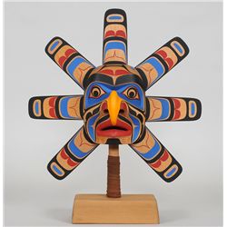 Tom Patterson Carved Hawk Sun Rattle 16" H. 13" W.  Good Condition