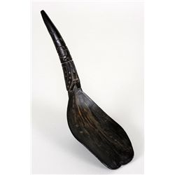 Haida Goat Horn Spoon with Carved Raven Handle 8" H.  Good Condition