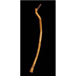 Northwest Coast Wood Cane Carved with Totemic Design 34" L.  Good Condition