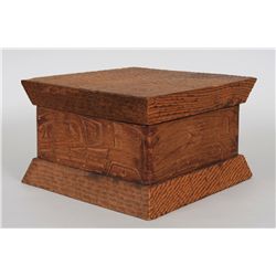 Bruce Alfred's First Bent Wood Box Carved with Raven, Eagle and Hok Hok Design - Alert Bay, B.C. 11"