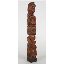 Kagawi Haida Totem Carved with Two Figures by William Himus 15 1/4" L. 2" W.  Good Condition