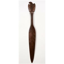 19TH C. Tlingit Copper Dagger with Eagle Finial 14 1/4" L. 1 3/4" W.  Good Condition