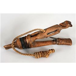 19TH C. Tlingit Figural Halibut Hook Depicting Wolf Human Transformation, Traces of Pigment 11" H. G