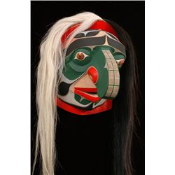 Bella Coola Fool Mask Carved by Gene Brabant 19 1/2" H. 15 1/4" W.  Fine Condition