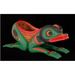 Huge Frog Bowl Carved by Gene Brabant 47" L. 22 1/2" W.  Good Condition