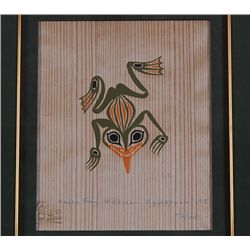 Bill Reid Haida Frog Silkscreen  1995 76/100 - Signed on Back 14 3/4"x 16 3/4" Framed  Fine Conditio