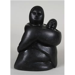 Inuit Mother and Child Carving - Artist Unknown 8" H. 5 3/4" W.  Good Condition