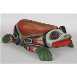 Beau Dick Frog Bowl Used at Beau Dick's Potlatch 2012  30" L. 19" W.  Good Condition