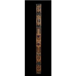 Tlingit Carved Frog Clan Dance Wand ca. 1900  37 1/4" H. 2 7/8" W.  Very Good Condition