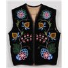 Image 1 : Winnebago Beaded Vest ca. 1900 with Floral Design on Velvet, Deaccessioned Glenbow Museum 19 1/2"x 2