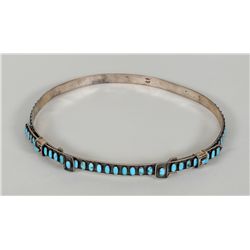 Navajo Sterling Silver Hat Band with 88 Turquoise Insets Signed JJF  Fine Condition