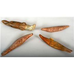 Four Abraham Anghik Ruben Seal Carvings 6 3/4" L. - 8 1/2" L.  Good Condition