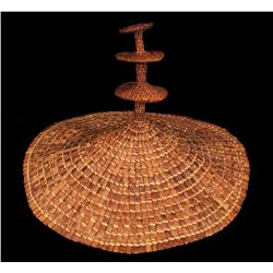 Haida Cedar Bark and Spruce Root Potlatch Hat with Three Shills by Emily Thompson 15" D. 10" H.  Goo