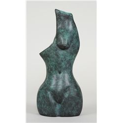 Inuit Bronze of a Female Torso by Jamasie Pitseolak - Cape Dorset 9 1/4" H. 4" W.  Fine Condition