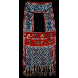 Ojibway Loom Beaded Bandolier Bag All Original ca. 1860  40" H. 16" W.  Good Condition, Some Bead an