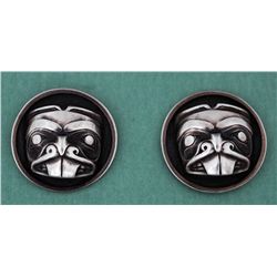 Bill Reid Silver Cufflinks, Beaver Design and Signed Haida Art Reid 1  D.  Fine Condition