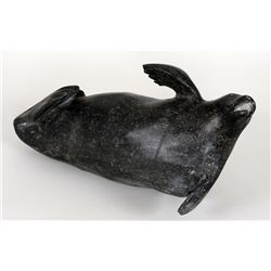 Early Inuit Soapstone Seal Carving 14 1/2" L. 7 1/2" H.  Good Condition