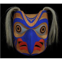 Bella Coola Owl Mask Carved by Tony Hunt Jr. 1986  12" H. 10" W.  Fine Condition