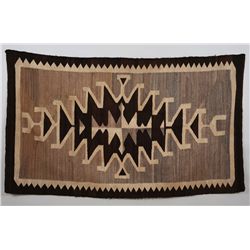 Navajo Two Grey Hills Rug with Lazy Line Weave ca. 1910  42"x 74"  Good Condition with Repair and Sm