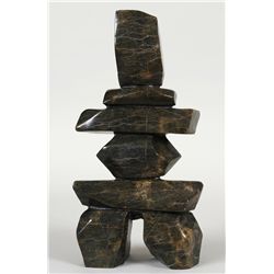Matheussie Oshutsiuk Serpentine Inukshuck - Cape Dorset 14" H. 7 1/4" W.  Good Condition