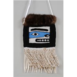 Tsimshian Chilkat Woven Bag with Sea Otter Design by Willie White 5"x 8"  Fine Condition