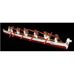 Northwest Coast War Canoe with 11 Paddlers 38" L. 8" W.  Good Condition