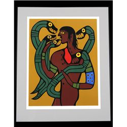 Norval Morrisseau Serigraph "Self Portrait Devoured by His Own Passion" 17/48  28"x 34 1/2  Good Con
