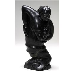 Lucassie Ken Carving of a Sedna Nursing - Povungnituk 6 1/2" H. 3 1/2" W.  Good Condition