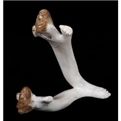 Inuit Sculpture Carved From a Walrus Jawbone 8 1/2" H. 10" L.  Cood Condition NOT ALLOWED TO SHIP OU