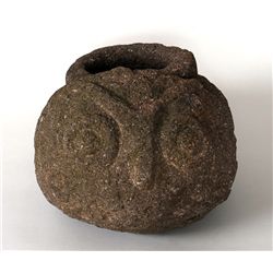 Zoomorphic Stone Bowl Depicting an Owl 14 1/2" H. 10" W.